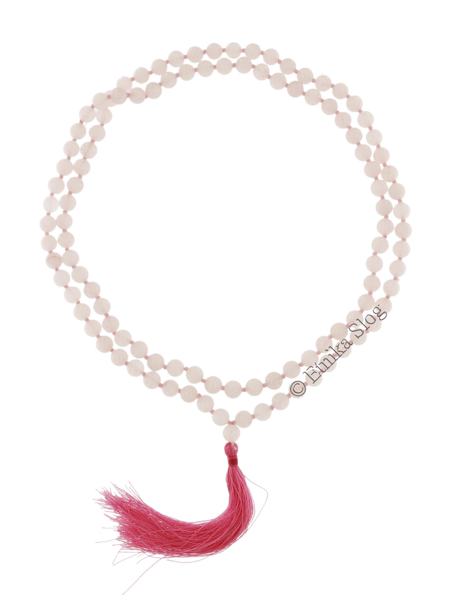 COLLANA MALA IN QUARZOROSA CON FIOCCO COTONE ROSA COLLANA MALA IN QUARZOROSA CON FIOCCO COTONE ROSA