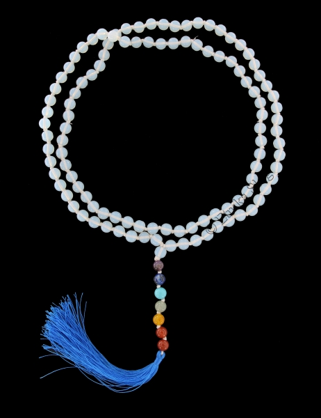 COLLANA MALA IN OPALITE&nbsp;CON PENDENTE 7 PIETRE CORR