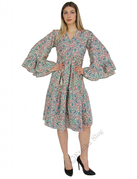 VESTITO&nbsp;LUNGO IN COTONE LEGGERO INDIANO.MANI