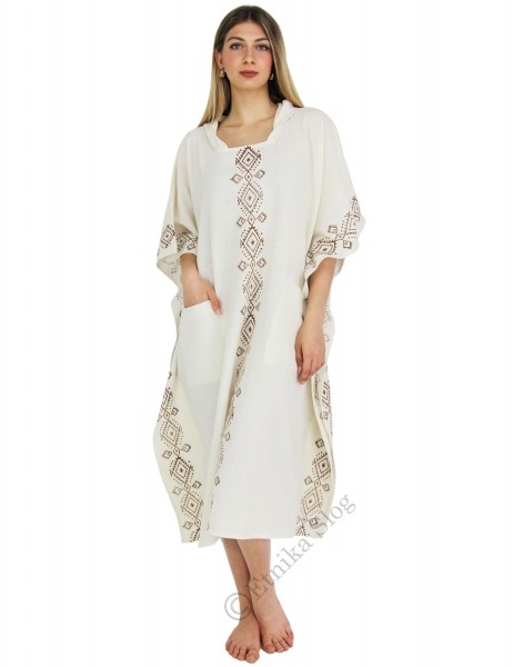 PONCHO&nbsp;IN 100% COTONE&nbsp;ORGANICO CON STAMPA BLOCK PR