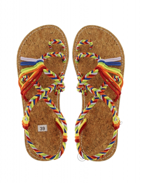 SANDALI CON CORDA COTONE INTRECCIATI , SUOLA IN GO