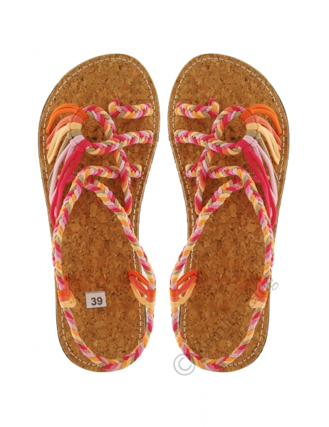 SANDALI CON CORDA COTONE INTRECCIATI , SUOLA IN GO