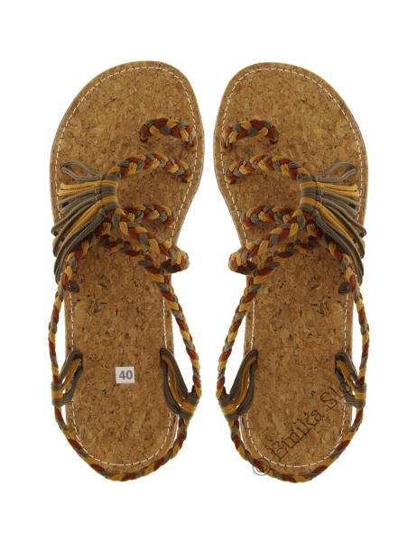 SANDALI CON CORDA COTONE INTRECCIATI , SUOLA IN GO
