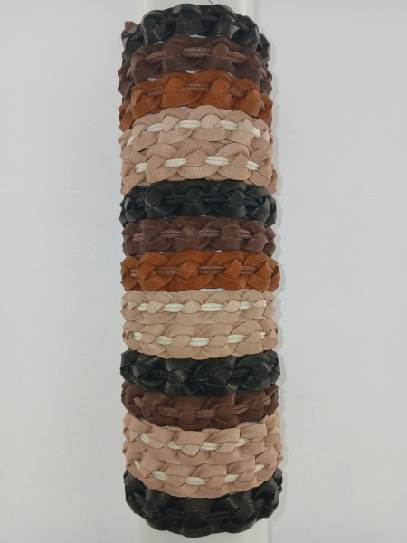 BRACCIALETTO IN&nbsp;COTONE/CUOIO E MATERIALI MISTI CON