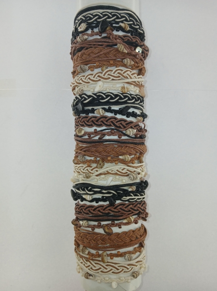 BRACCIALETTO IN&nbsp;COTONE/CUOIO E MATERIALI MISTI&nbsp;br