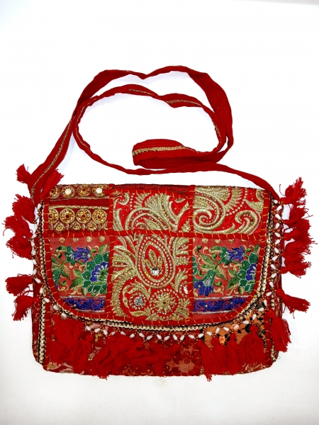 BORSE DA SPALLA RICAMATE BORSA RETTANGOLARE DA SPALLA IN COTONE SARI CON RI - Etnika Slog d.o.o.