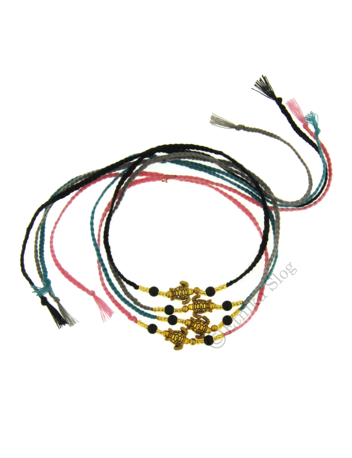 CAVIGLIERA COTONE CON PERLINE COLORATE E TARTARUGA CAVIGLIERA COTONE CON PERLINE COLORATE E TARTARUGA