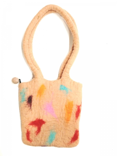 BORSA IN LANA COTTA DA SPALLA. CHIUSURA CON CERNIE
