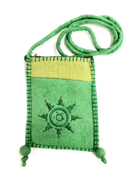BORSA IN LANA COTTA A TRACOLLA PICCOLA CON FIORE C
