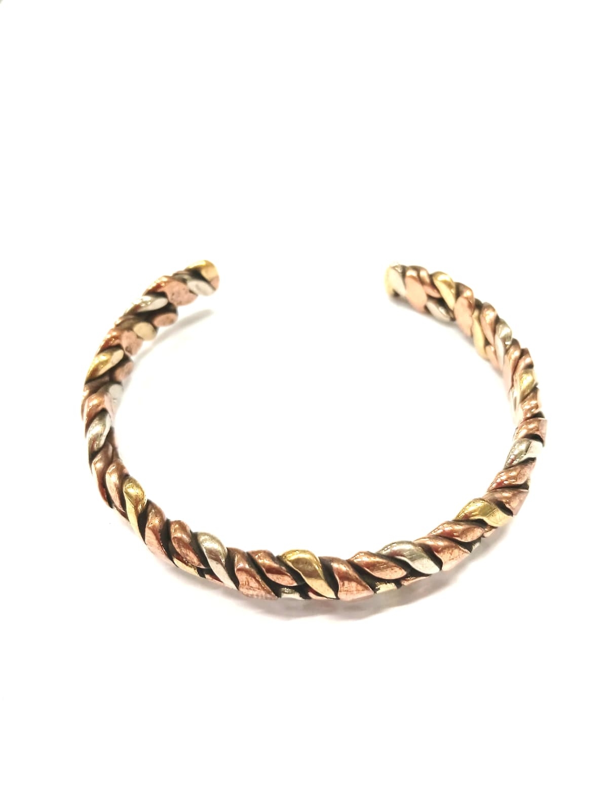BRACCIALE APERTO IN RAME, OTTONE E METALLO INTRECC BRACCIALE APERTO IN RAME, OTTONE E METALLO INTRECC