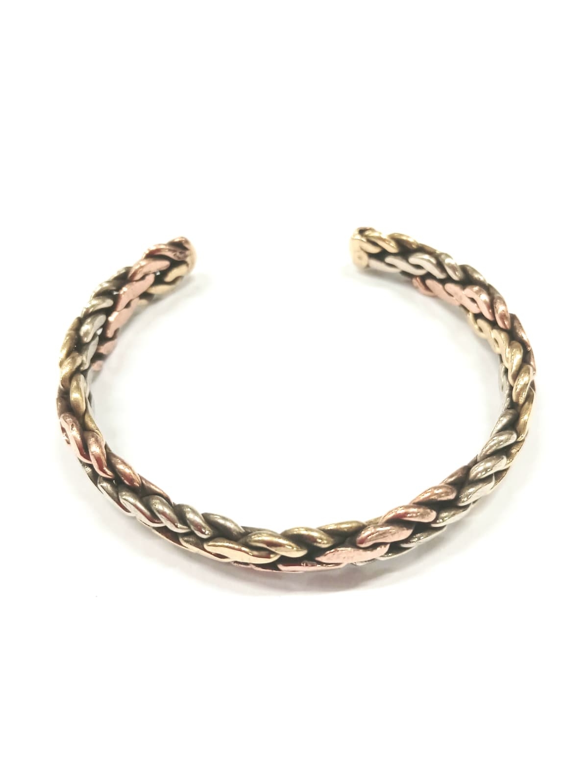 BRACCIALE APERTO IN RAME, OTTONE E METALLO INTRECC BRACCIALE APERTO IN RAME, OTTONE E METALLO INTRECC