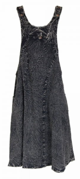 SALOPETTE VESTITO IN COTONE STONE WASHED OVER DIE.