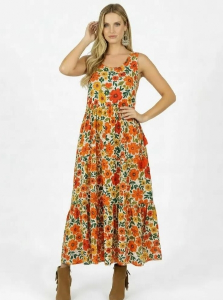 VESTITO&nbsp;LUNGO INDIANO IN FIOCCO DI COTONE MORBIDO