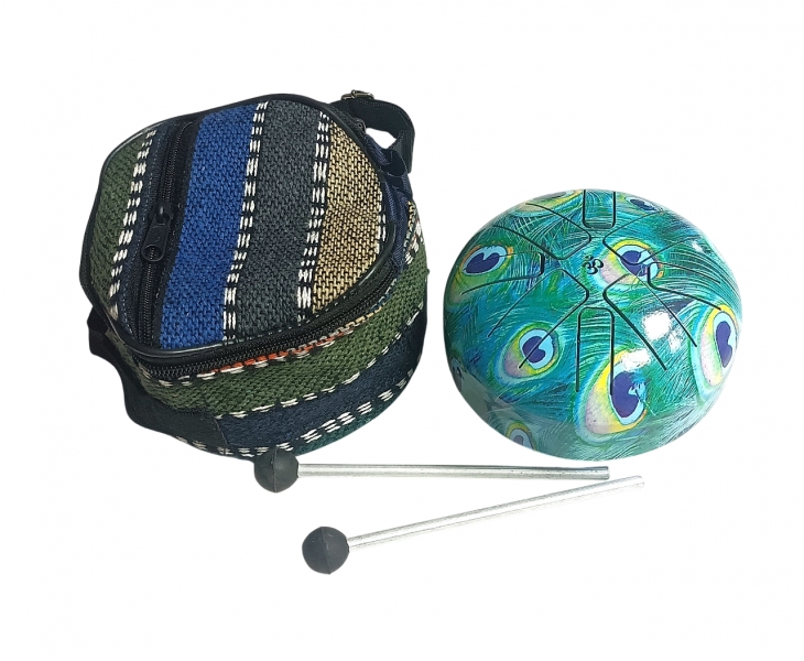 TAMBURO&nbsp; TONGUE DRUM IN METALLO , CON CUSTODIA