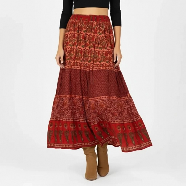 GONNA LUNGA IN VISCOSA CON FASCIA ELASTICA IN VITA