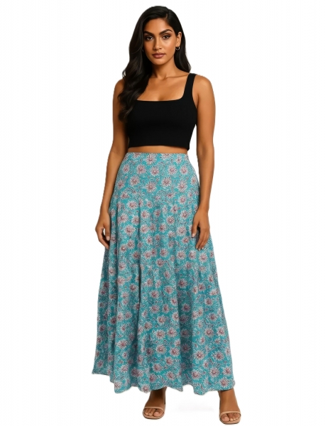 GONNA LUNGA&nbsp;IN COTONE LEGGERO INDIANO,CON FASCIA E