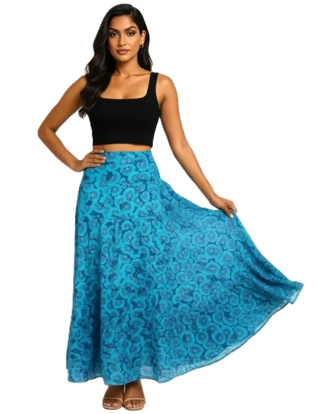 GONNA LUNGA&nbsp;IN COTONE LEGGERO INDIANO,CON FASCIA E