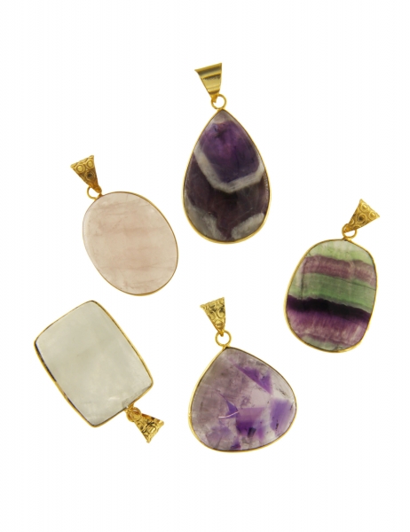 PENDENTI IN OTTONE CON PIETRA DURA - PIETRE E FORM
