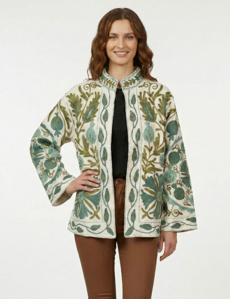 GIACCA SUZANI RICAMATA, MODELLO GIACCHINO CORTO IN