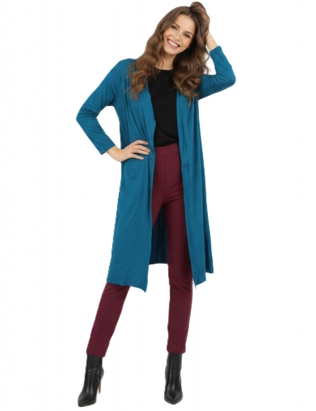 CARDIGAN LUNGO SPOLVERINO IN MAGLINA TINTA UNITA 9