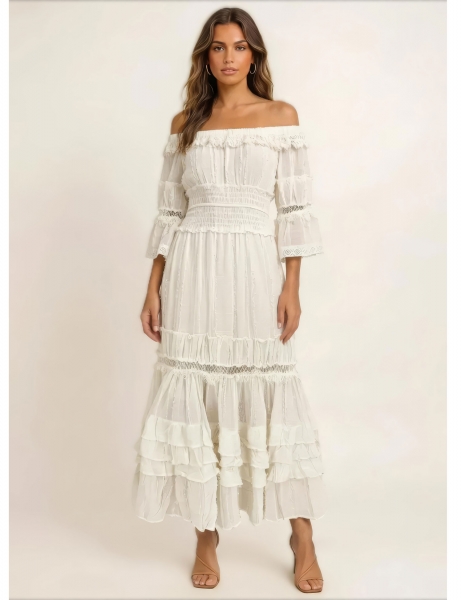 VESTITO LUNGO IN MAGLINA IN TINTA UNITA, SENZA MAN