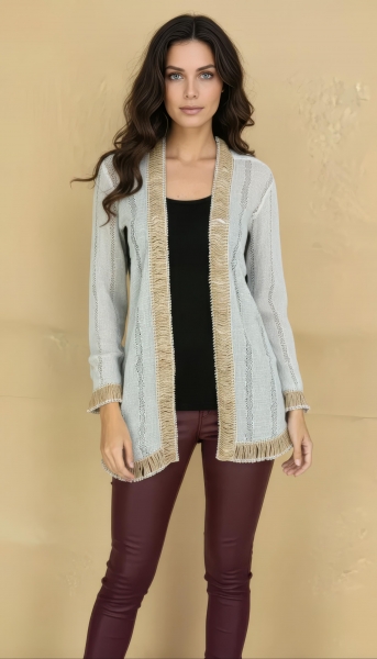 GIACCHINO KIMONO&nbsp;CORTO IN COTONE BIANCO, CON MANIC