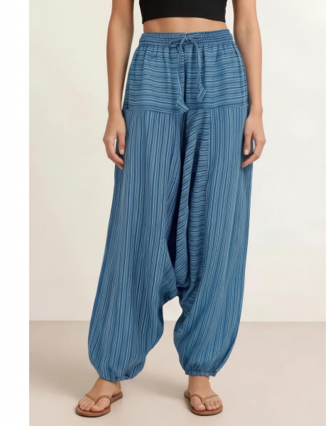 PANTALONE AFGHANO IN COTONE A RIGHE, FASCI
