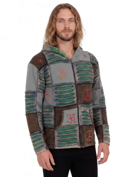 FELPA DA UOMO IN COTONE PATCHWORK STONEWASH E OVER