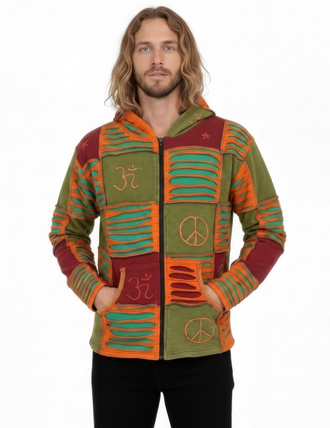 FELPA DA UOMO IN COTONE PATCHWORK STONEWASH E OVER