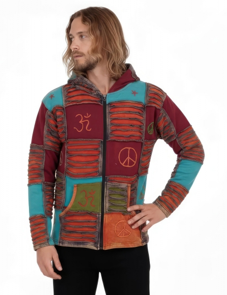 FELPA DA UOMO IN COTONE PATCHWORK STONEWASH E OVER