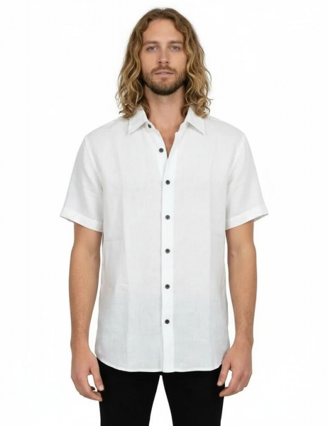 CAMICIA&nbsp;IN 100% COTONE BIANCO , MANICA CORTA , CON