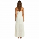 VESTITO LUNGO IN COTONE BEIGE, SPALLINE CON
