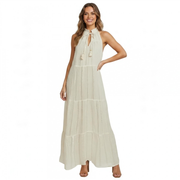 VESTITO LUNGO IN COTONE BIANCOTAGLIA UNICA -