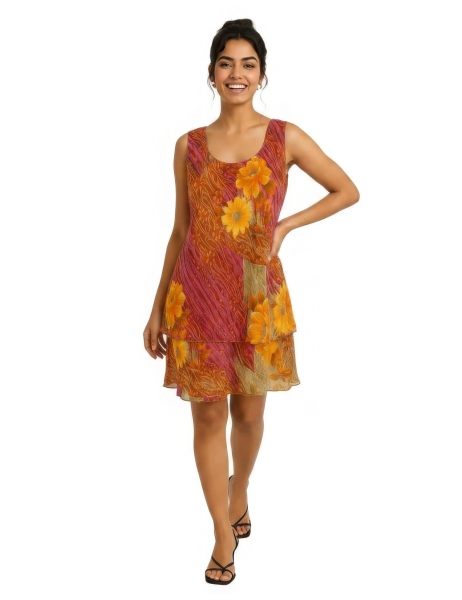 MAGLIA VESTITO CORTO&nbsp;IN MISTOSETA INDIANA, 10%SETA