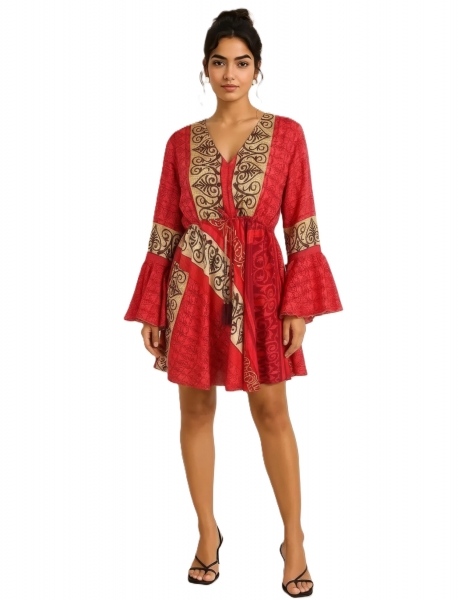 MAGLIA VESTITO CORTO&nbsp;IN MISTOSETA INDIANA, 10%SETA