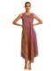 VESTITO LUNGO 3/4 IN MISTOSETA INDIANA, CON GONNA