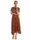 VESTITO LUNGO 3/4 IN MISTOSETA INDIANA, CON GONNA