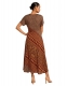 VESTITO LUNGO 3/4 IN MISTOSETA INDIANA, CON GONNA