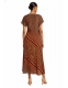 VESTITO LUNGO 3/4 IN MISTOSETA INDIANA, CON GONNA