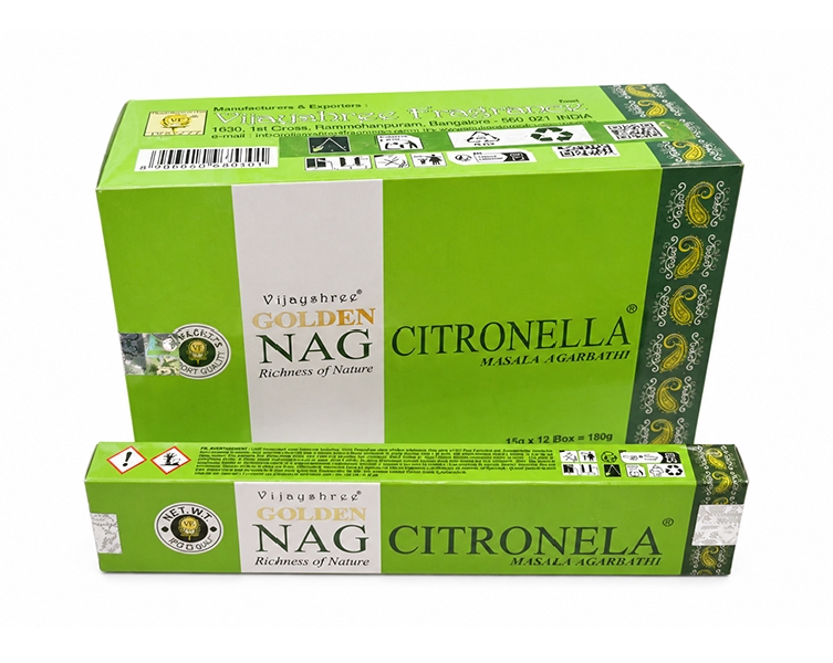 INCENSO VIJAYSHREE, FRAGRANZA GOLDEN&nbsp;NAG&nbsp;CITRONE