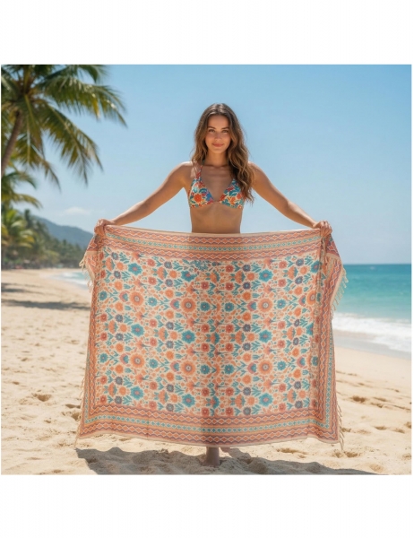 SCIARPA PAREO IN COTONE STAMPATO MISURE 180X110 CM