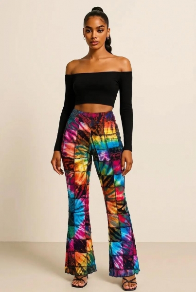 PANTAPALAZZO PATCH TIE DYE, OGNI PEZZO è UNICO, DI