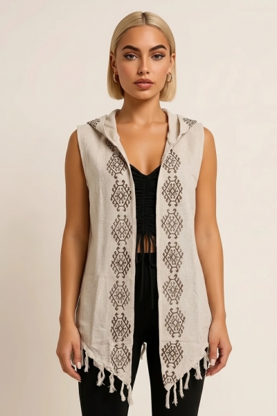 KIMONO LUNGO&nbsp;IN 100% COTONE&nbsp;ORGANICO GREZZO A RETE