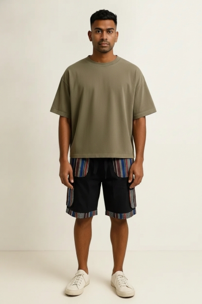 PANTALONE CORTO SOTTO GINOCCHIO IN COTONETINTA UNI