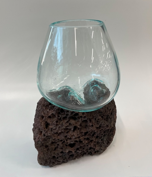 VASO / BOCCIA IN VETRO RICICLATO , TUTTO LAVORATO