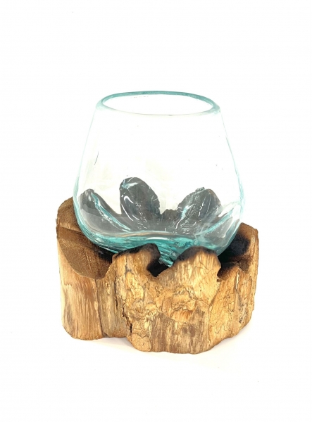 VASO / BOCCIA IN VETRO RICICLATO FORMA GOCCIA , TU