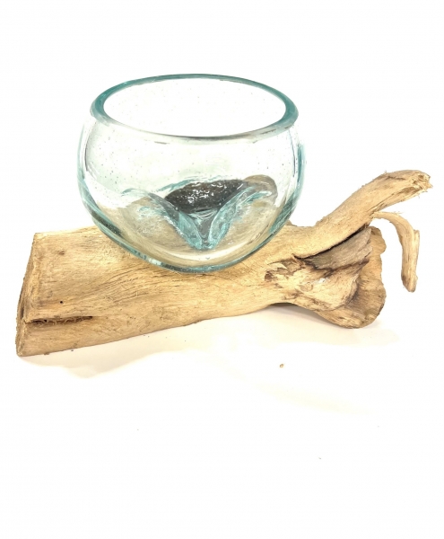 VASO / BOCCIA IN VETRO RICICLATO FORMA CIOTOLA&nbsp;, T