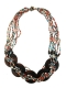 COLLANA MULTIFILE IN PERLINE E LEGNO, CHIUSURA CON