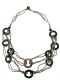 COLLANA MULTIFILE IN PERLINE E LEGNO, CHIUSURA CON