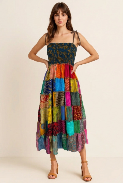 GONNA&nbsp;LUNGA PATCHWORK CON FASCIA ELASTICA.PO